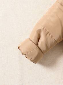 SHEIN Young Boy 户外街头风格绅士厚棉服外套，秋冬 - 卡其色 - 查看 5