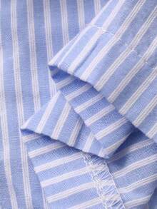 DAZY 2pcs Young Girl Girls Knit Printed Long Sleeve T-Shirt + Woven Striped Pants Loungewear Set, Fall - Blue - View 8