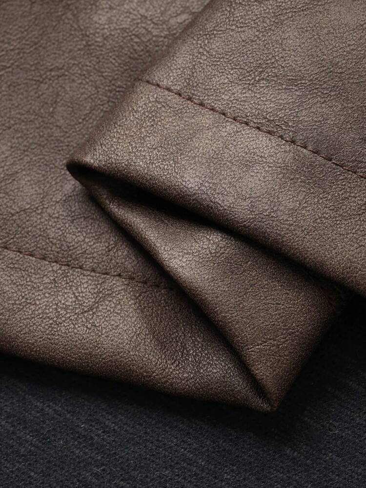 Women's Casual Solid Color PU Collar Vest & Skirt 2 Pieces Set, Autumn