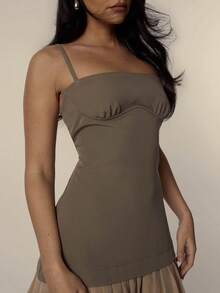 MUSERA Thin Strap Bust Detail A-Line Pleated Hem Mini Dress Spring Summer Cute Soft Holiday Beach Ibiza Festival Western Vacation Night Out Date Night, Night Out, Birthday, Back To School  Halloween  Party  Chic Summer Outfit Elegant - Multicolor - View 6