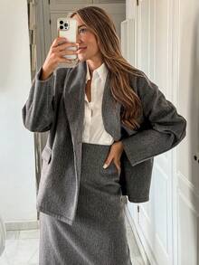 Vivie Lora Set de 2 piezas de chaqueta y falda casual para mujer - Verde - Ver 3