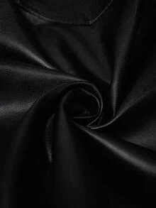 PAVTROS Manfinity Streetrush 男士黑色 PU 皮革长裤，宽松休闲直筒裤，送给男友或老公的绝佳礼物，黑色长裤，街头服饰，皮革长裤，保暖冬季，圣诞节男士黑色皮革长裤