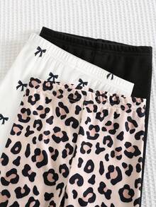 Cozy Pixies 3件套女婴情人节心形豹纹针织柔软松紧腰打底裤套装 - 彩色 - 查看 4