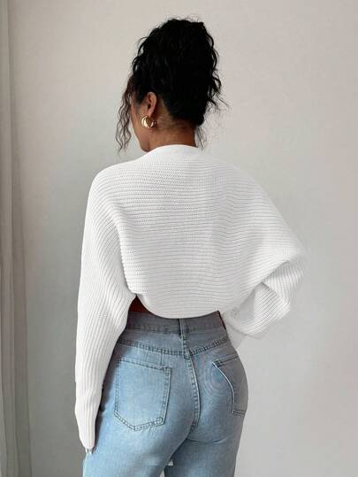 Rafferiza Women's Elegant Solid Color Ribbed Knit Cropped Cardigan, Spring