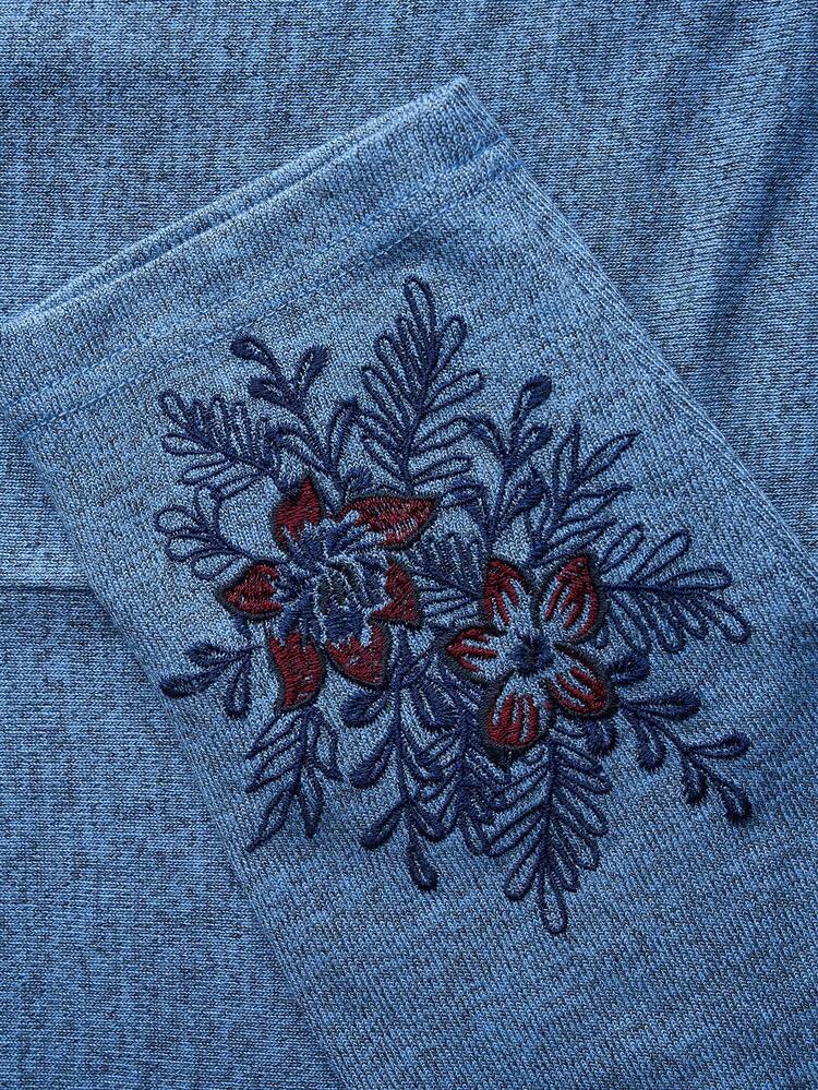 Plus Size Floral Embroidered Long Casual Dress, Autumn Blue Plus Size Dress Lounge Dress  Women Dresses Autumn Winter  Christmas Clothes New Year Clothes Elegant Dress Women  Stylish Clothing Collection Elegant Party Clothes For New Year Christmas Clothes For Women  Winter Clothes For Women