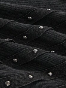 ROMWE Grunge Punk Y2K 朋克摇滚音乐节铆钉水钻吊带性感低胸女式吊带背心 - 灰色 - 查看 4