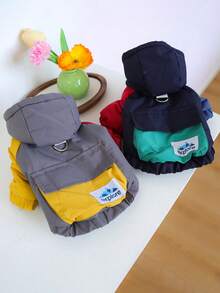 PETSIN 1件宠物服装，猫狗通用冬季服装，内里加厚保暖连帽外套，冬季外套，保暖连帽外套，舒适款 - 灰色 - 查看 9