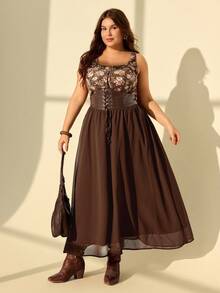 SHEIN MOD Áo crop top buộc dây họa tiết hoa cổ điển cỡ lớn. Halloween, phong cách cổ điển, thập niên 70. phong cách du mục - Nhiều màu - Xem 12