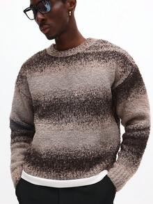 SUMWON Chunky Knit Sweater With Gradient Pattern For Cozy Winter Casual Wear - Brown - View 1