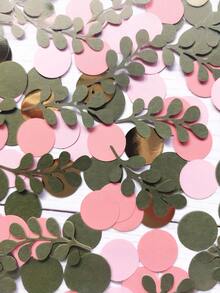 100Pcs Mixed Party Confetti Natural Table Scatter, Country Wedding Bridal Shower Decor, Graduation Birthday Party Supplies, Classroom Activity Ins Style Water Color Paper, Creative Craft Materials For Holidays Celebration - Pink round - View 6