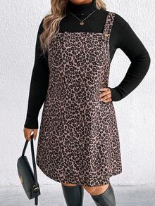 EMERY ROSE Women's Fashionable Velvet Leopard Print Suspender Dress - Multicolor - View 4