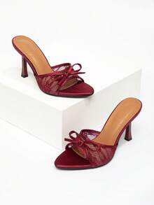 CUCCOO CHICEST New Fashionable Versatile Rhinestone Bowknot Strap Stiletto High Heel Sandals For Christmas Valentine's Day