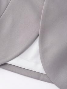 Franclia 女装秋冬气质西装装轻奢高端大方得体小格调灰色无领收腰配黑色时尚腰带西装外套日常通勤长袖西装两件套女装秋装秋冬女装冬装圣诞新年派对毕业舞会角色扮演优雅休闲奢华外出冬季女装优雅时尚休闲通勤商务办公日常休闲百搭气质都市教师职业装