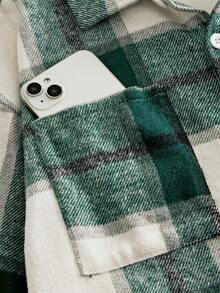 Manfinity NXTstreet Men's Casual Plaid Jacquard Brushed Jacket Shirt, For Fall Winter - Multicolor - View 5