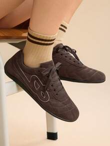 CUCCOO EASI Zapatos deportivos casuales de mujer con cordones de color contrastante, cómodos y de moda