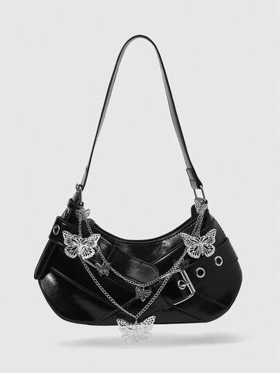Grunge Punk Butterfly Double-Layer Chain Armpit Bag