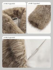 Anewsta Autumn/Winter Slimming Retro Khaki Short Faux Fur Women's Jacket - Khaki - View 5