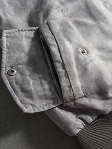 PAVTROS Manfinity Streetrush 男士街头风流行INS同款男士长袖夹克，街头服饰，冬季夹克，保暖冬装，圣诞节，男友礼物，Y2K夹克，灰色夹克，街头服饰夹克，短款男士夹克 - 灰色 - 查看 7