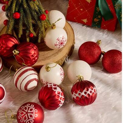 Cirelle 1 Bộ 12 Quả Bóng Trang Trí Giáng Sinh Màu Đỏ Và Trắng Trang Trí Cây Thông Noel Sọc Bông Tuyết Trang Trí Trong Nhà Và Ngoài Trời Bóng Giáng Sinh Trang Trí Lễ Hội Trang Trí Cây Thông Noel Bóng Trang Trí Cửa Sổ Bóng Bông Tuyết Xốp