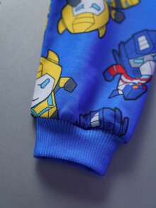 Transformers X SHEIN 2pcs/Set Young Boy Casual Everyday Cartoon Robot Print Sweatshirt And Sweatpants Set, Autumn/Spring - Multicolor - View 4