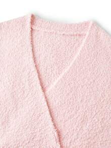 LUVLETTE Christmas & New Years Pajamas Winter Pink Basics Fuzzy Fleece Wrap Top & Pants 2 Piece Set Loungewear Pajama Set Lingerie As Outerwear - Pink - View 8