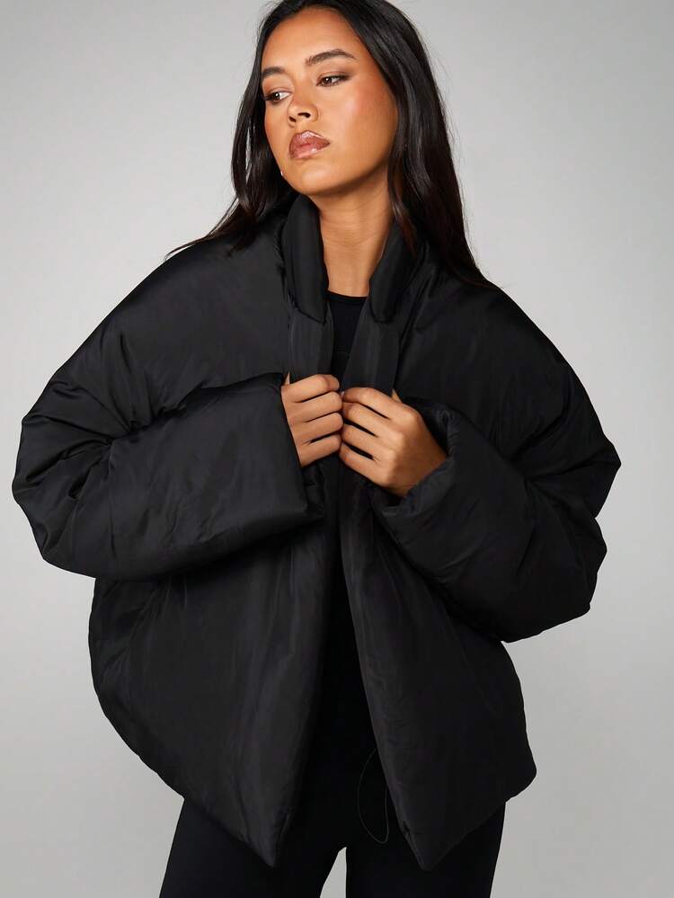 MISSGUIDED Women's Casual Loose Solid Color Bread Jacket, Street Style, Winter