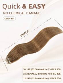 50 股微环接发真人发 6# 浅棕色微珠接发超顺滑超柔软丝滑直发微环健康人发接发适合女性 - S6 - 查看 5