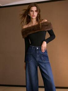 MOTF PREMIUM JEANS CON BOLSILLOS DE PINZAS - Azul lavado oscuro - Ver 7