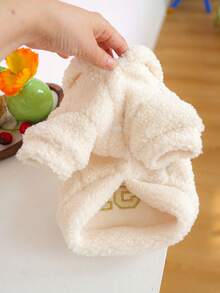 PETSIN 1 件宠物服装，秋冬季加厚保暖羊毛夹克，猫狗冬季舒适连帽衫 - 白色 - 查看 8