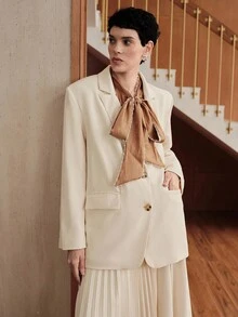 Uhlyne Uhlyne Blazer elegante y minimalista de moda para mujer - Albaricoque - Ver 5