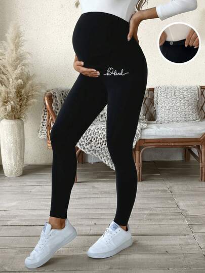 SHEIN Maternity Casual Versatile Letter Print Leggings