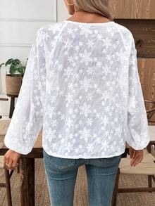 EMERY ROSE Camisa con botones y estampado de silueta para mujer, otoño - Blanco - Ver 2