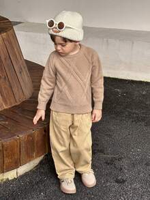 SHEIN Jersey De Punto Con Textura Para Niño Joven Tipo Pullover