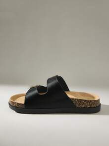 Solecia 女士时尚百搭休闲平底凉鞋 - 黑色 - 查看 4