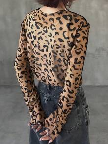 FRIFUL Women's Casual Leopard Print Blouse, Autumn Long Sleeve Women - Rust Brown - View 5