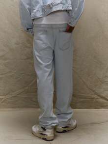 Musero Straight Leg Panelled Denim Jeans Pants Spring Summer Holiday Vacation - Light Wash - View 4