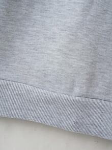 Maija Kids Young Girl Glitter Bow Graphic Loose Fit Sweatshirt, Light Gray - Light Grey - View 9