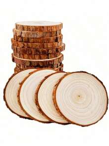 Unfinished Natural Wood Slices 3 Pcs 2.36-2.76inch, 3.15-3.94 Inch, 4.72-5.51 Inch Craft Wood Kit Circles Crafts Christmas Ornaments Rustic Wedding Decoration DIY Crafts With Bark For Crafts