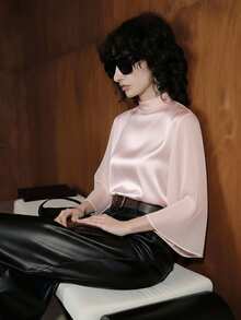 Uhlyne Fall Women Clothes Women's Elegant Simple Lantern Sleeve Fashion Blouse - Pink - View 7