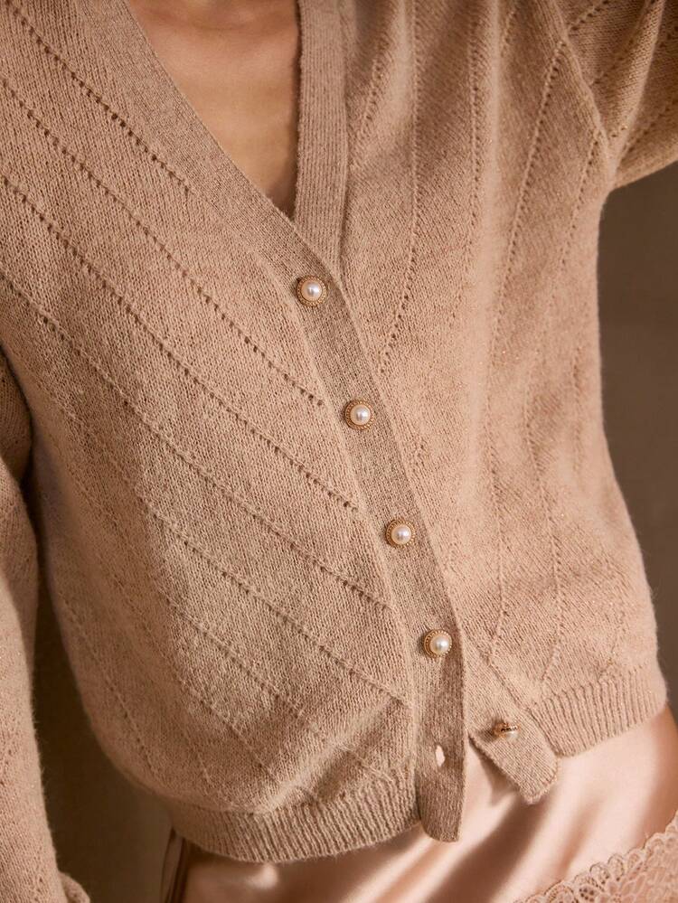 WOMEN'S LOOSE GLITTERY KNIT CARDIGAN, AUTUMN/WINTER