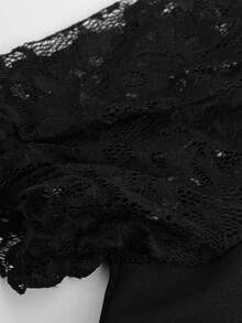 SHEIN Clasi 大码优雅色块卡片印花连衣裙 - 黑色 - 查看 4