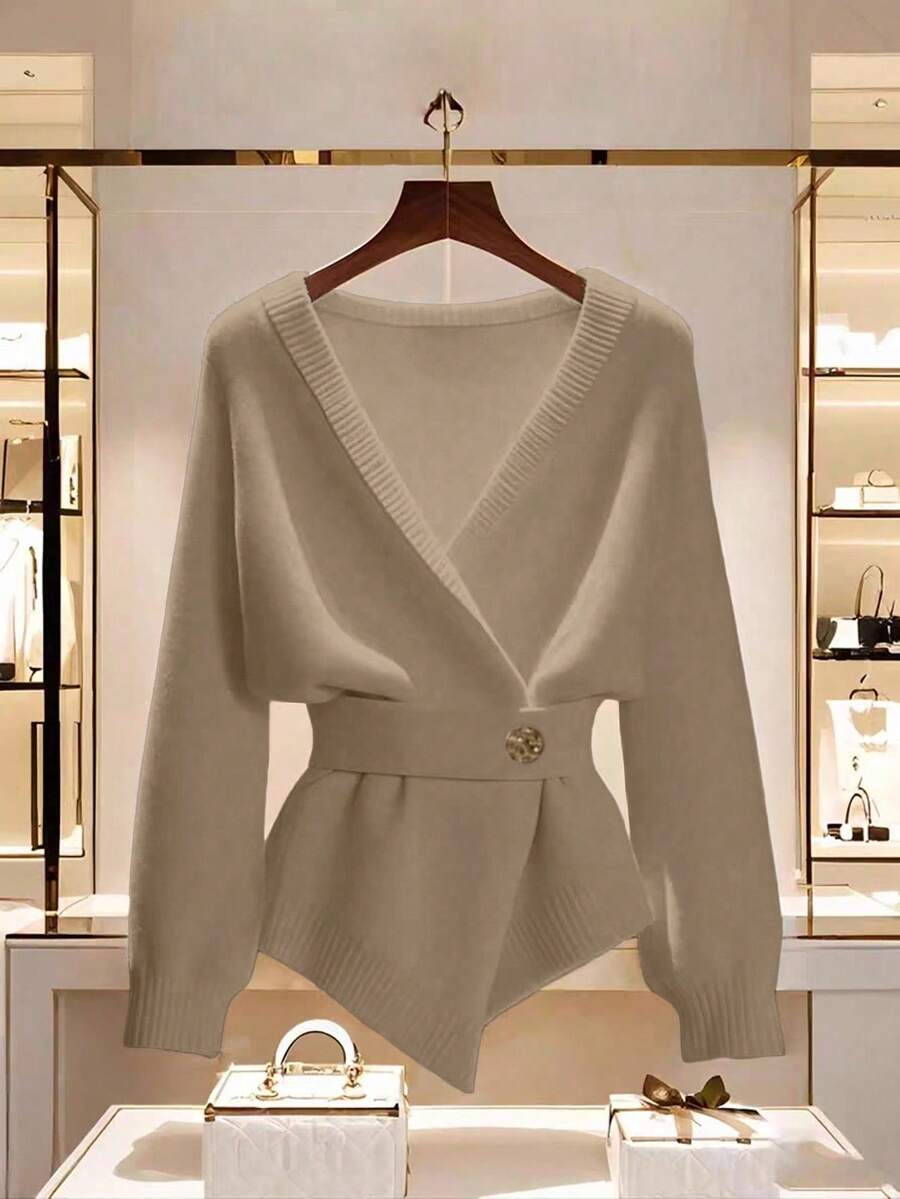 Franclia New Autumn/Winter High-Quality Elegant Versatile Soft White Cardigan For Women