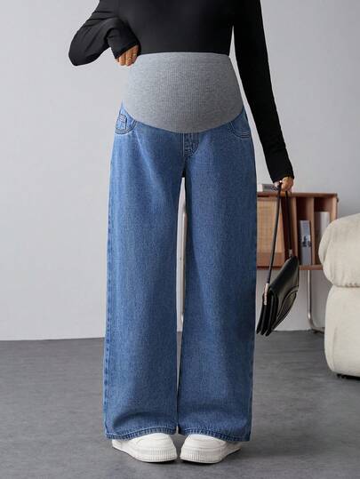 SHEIN Maternity Casual Blue Pants