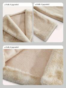 Anewsta 女士优雅人造毛领收腰高端冬季外套 - 杏色 - 查看 9