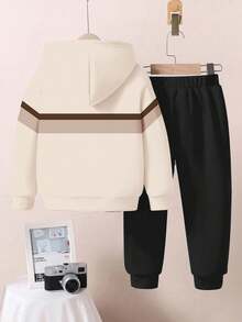 Set de 2 sudaderas con capucha de ajuste holgado y casual para niños, adecuadas para otoño/invierno - Multicolor - Ver 3