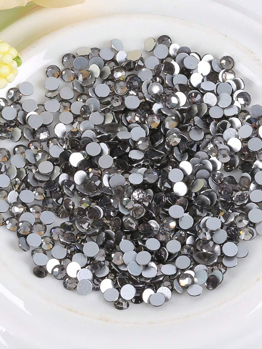 2000 颗 3-6 毫米银色扁平灰色树脂水钻，圆形果冻宝石，用于制作配饰鞋履、服装、化妆品、箱包、装饰 - 灰色 - 查看 1