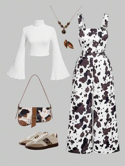 SHEIN MOD Damen Jumpsuit in Große Größen mit Milchtextur, verstellbaren Trägern und weitem Bein, Lässig