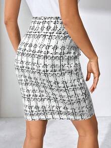 SHEIN Clasi 女士优雅仿皮口袋金属扣半身裙，适合夏季通勤、休闲日常穿着 - 白色 - 查看 2