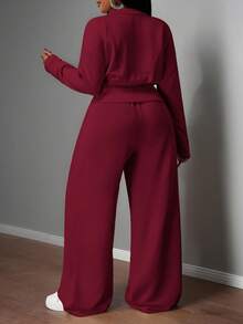 Slaydiva Hàng mới về Thu Đông, Quần áo Thu/Đông dành cho nữ, Halloween, Bộ đồ mặc nhà cỡ lớn cho nữ, Áo liền quần dài tay, Bộ hai mảnh kín đáo, Áo liền quần cho người có đường cong, Áo liền quần cỡ lớn, Thanh lịch - Màu Đỏ Sâu - Xem 13