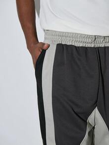 Modcrash Pantalones largos casuales para hombres con bloques de color y parches, de moda para verano, otoño y primavera, con estilo retro americano, unisex, con ajuste relajado para atuendos de verano - Adecuado para uso diario y atuendos de vacaciones de verano. - Gris Claro - Ver 4